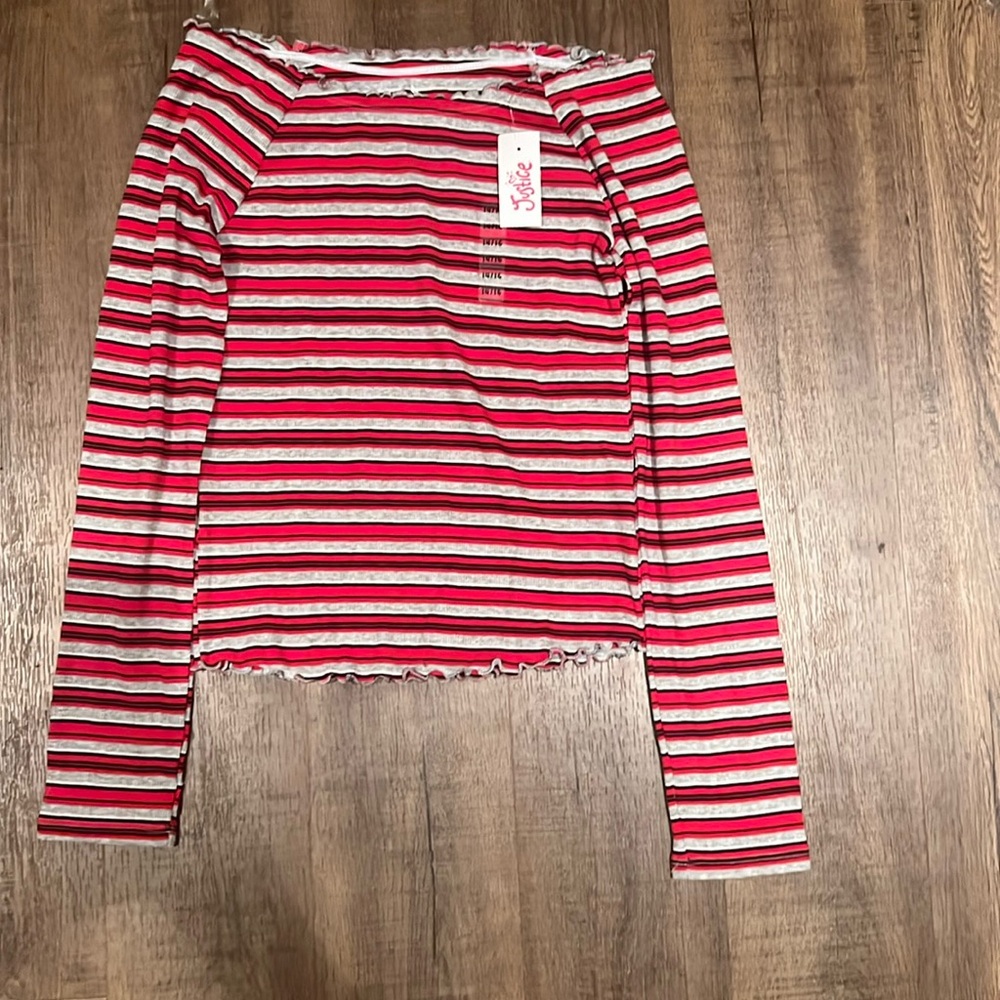 Brand New Justice Girls Long Sleeve Off the Shoulder shirt (size 14/16)
